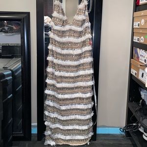 Gorgeous beaded fringe midi dress - Peace & Love - size 10 NWT